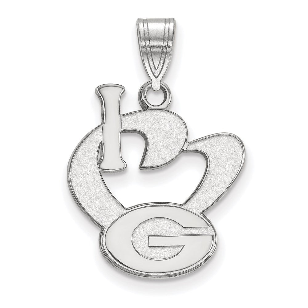 Sterling Silver Rhodium Plated Logoart University Of Georgia Medium I Heart Letter G Pendant