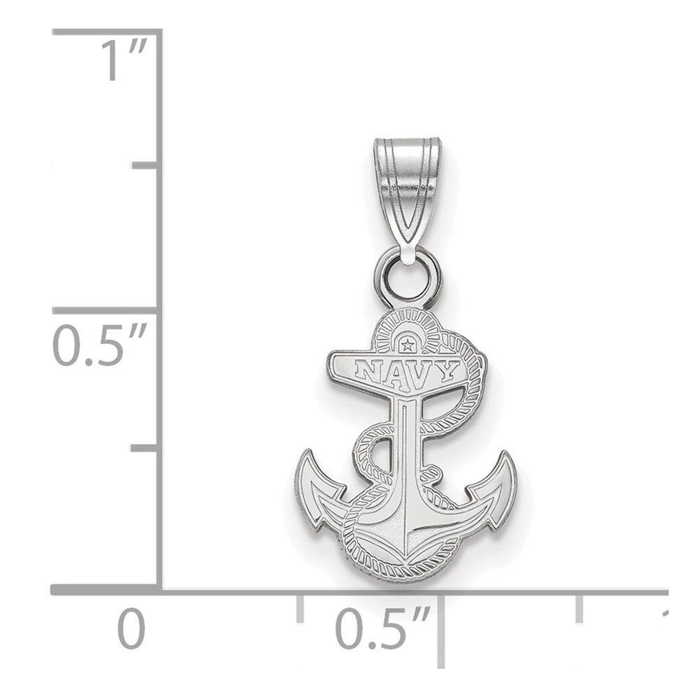 Sterling Silver Rhodium Plated Logoart Us Naval Academy Anchor Small Pendant
