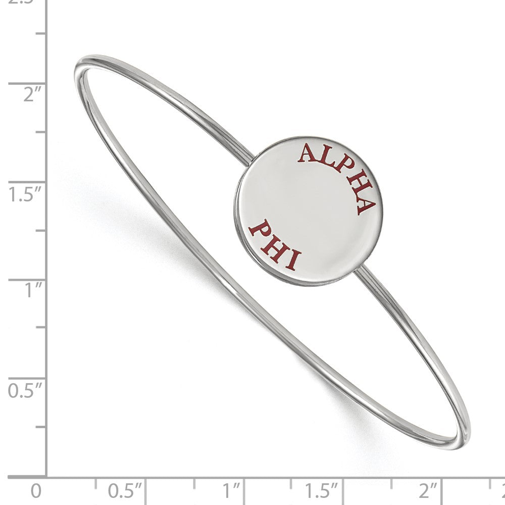 Sterling Silver Rh Plated Logoart Alpha Phi Enameled Slip On Bangle