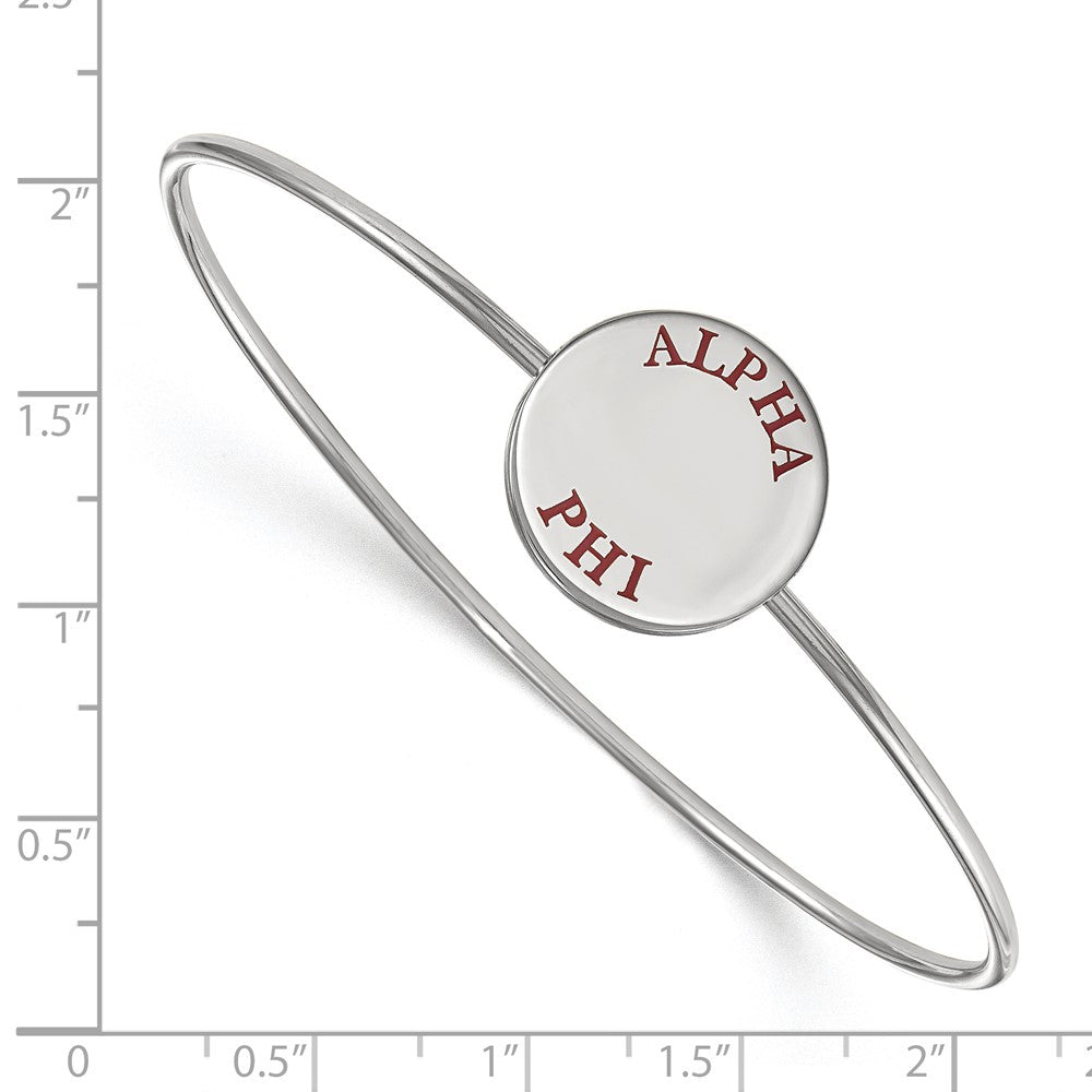 Sterling Silver Rh Plated Logoart Alpha Phi Enameled Slip On Bangle