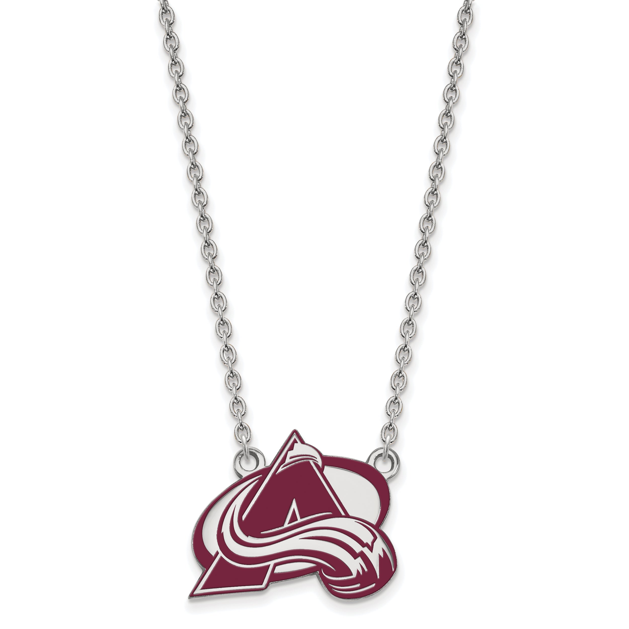 Sterling Silver Rhodium Plated Nhl Logoart Colorado Avalanche Letter A Large Enameled Pendant 18 Inch Necklace