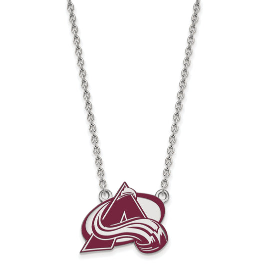 Sterling Silver Rhodium Plated Nhl Logoart Colorado Avalanche Letter A Large Enameled Pendant 18 Inch Necklace