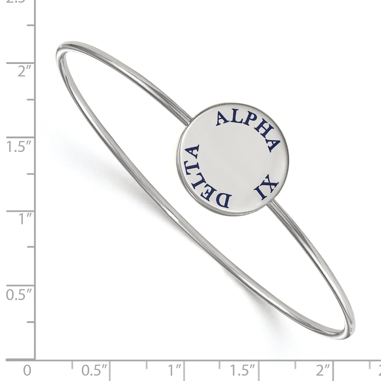 Sterling Silver Rh Plated Logoart Alpha Xi Delta Enameled Slip On Bangle