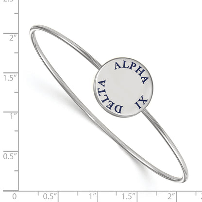 Sterling Silver Rh Plated Logoart Alpha Xi Delta Enameled Slip On Bangle