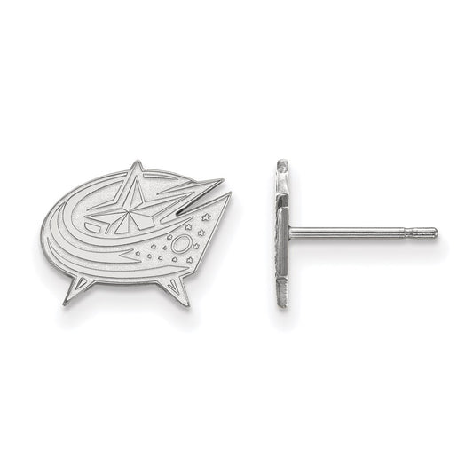 Sterling Silver Rhodium Plated Nhl Logoart Columbus Blue Jackets Extra Small Post Earrings