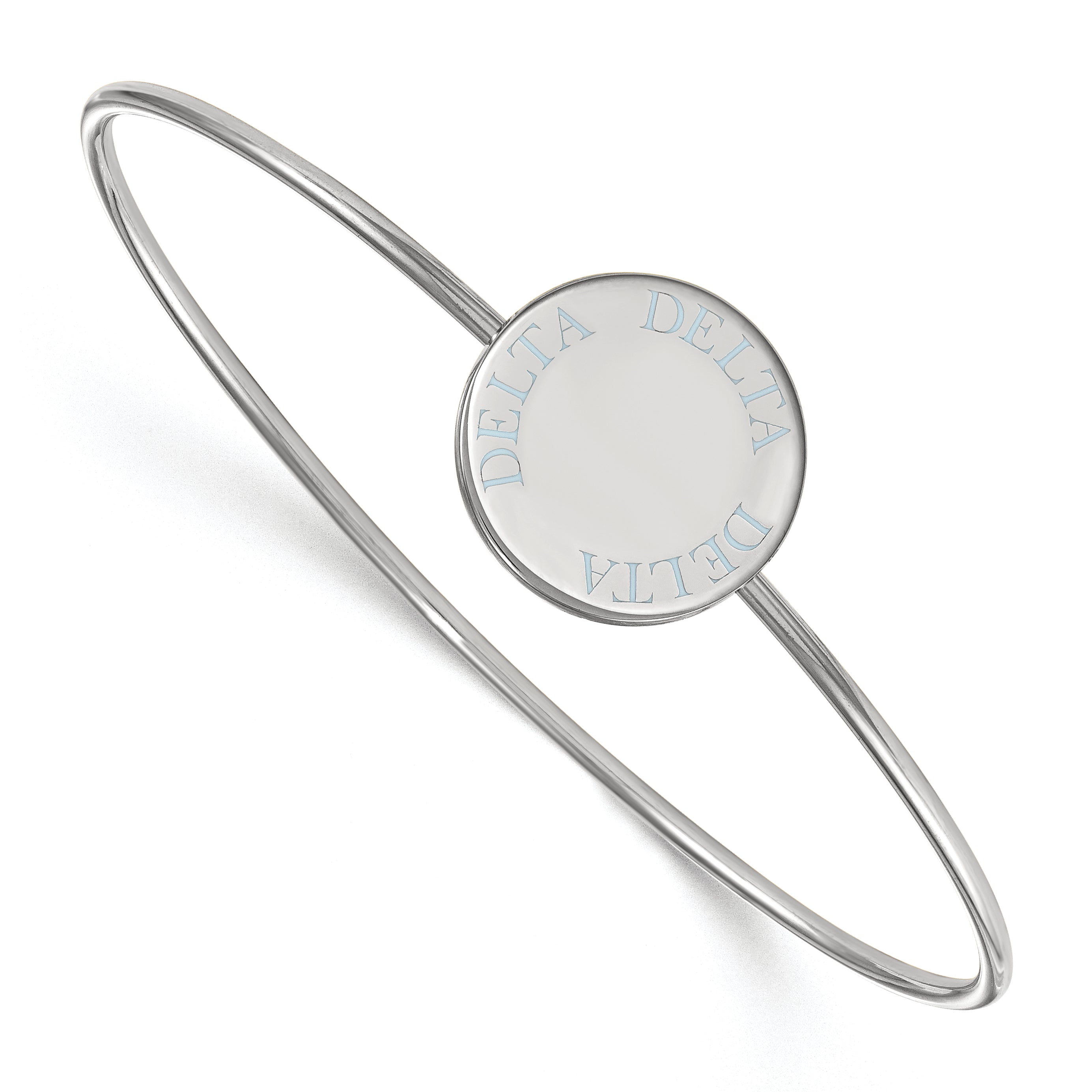 Sterling Silver S. Rh Plated Logoart Delta Enameled Slip On Bangle