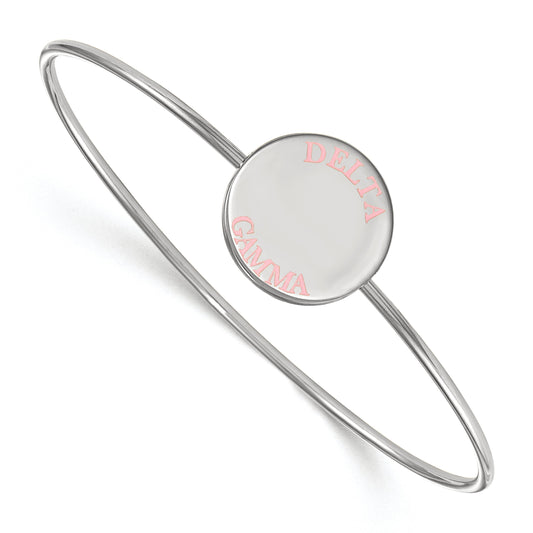 Sterling Silver Rh Plated Logoart Delta Gamma Enameled Slip On Bangle