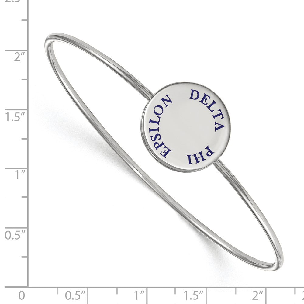 Sterling Silver S. Rh Plated Logoart Delta Phi Epsilon Enameled Slip On Bangle