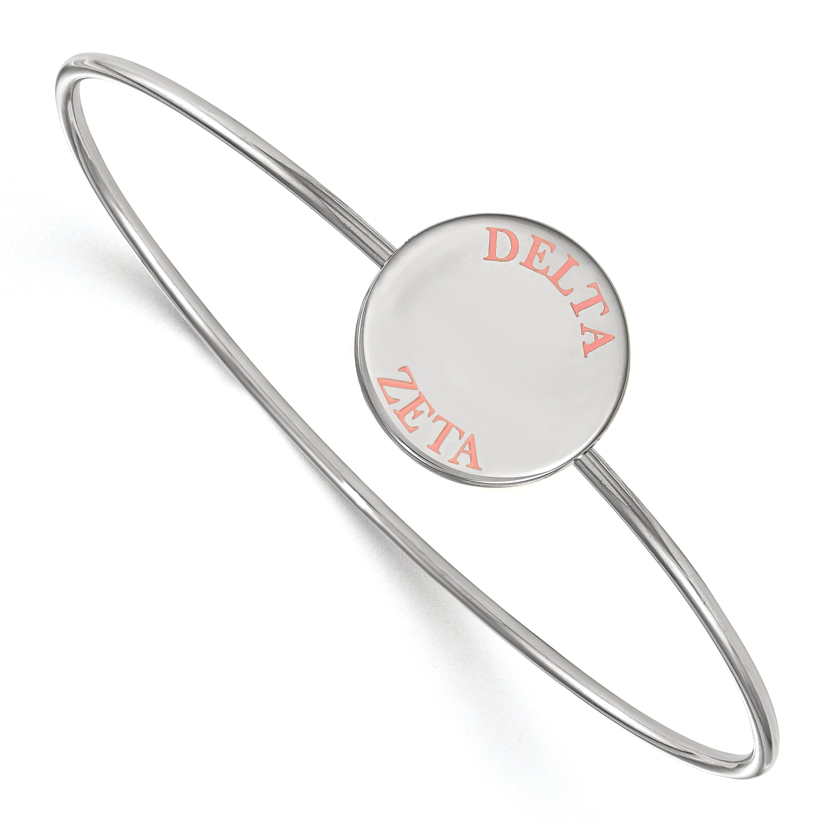 Sterling Silver Rh Plated Logoart Delta Zeta Enameled Slip On Bangle