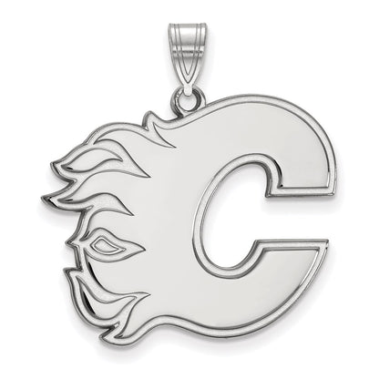 10K White Gold Nhl Logoart Calgary Flames Letter C Extra Large Pendant