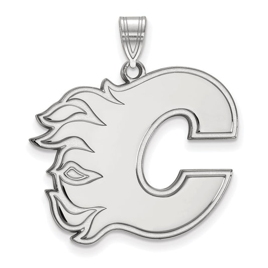 14K White Gold Nhl Logoart Calgary Flames Letter C Extra Large Pendant