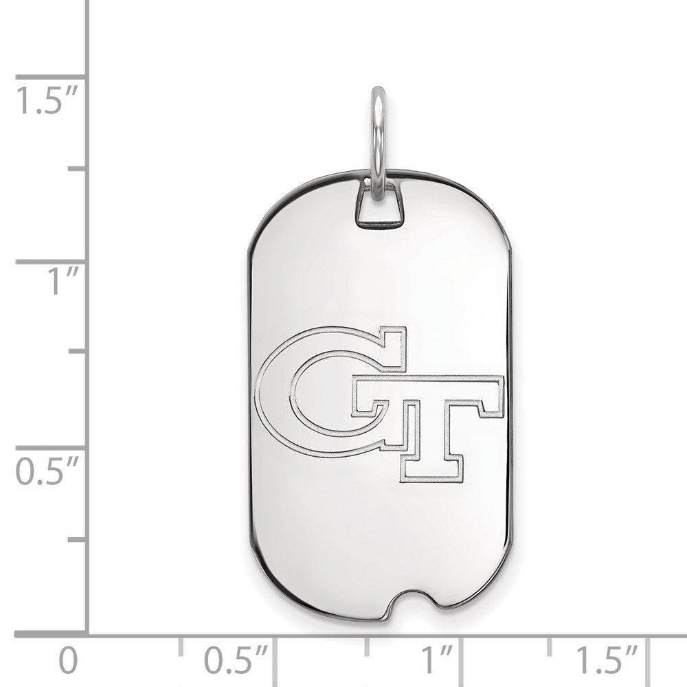 Sterling Silver Rhodium Plated Logoart Georgia Institute Of Technology G T Small Dog Tag Pendant
