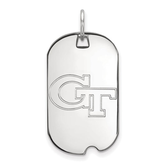 10K White Gold Logoart Georgia Institute Of Technology G T Small Dog Tag Pendant