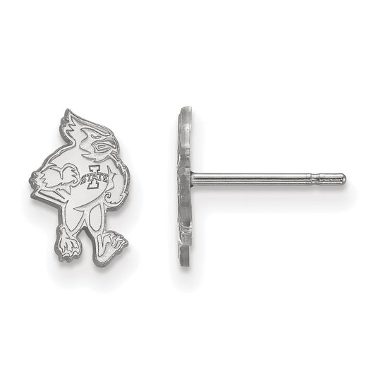 Sterling Silver Rhodium Plated Logoart Iowa State University Cardinal Extra Small Post Earrings