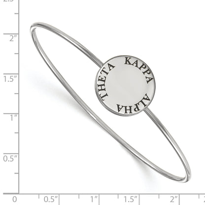 Sterling Silver S. Rh Plated Logoart Kappa Alpha Theta Enameled Slip On Bangle