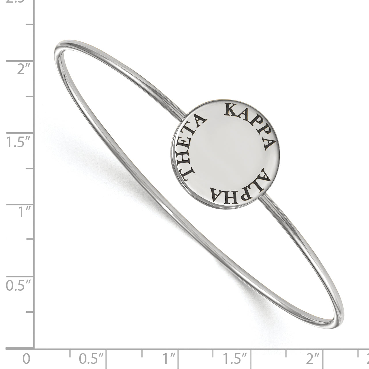 Sterling Silver S. Rh Plated Logoart Kappa Alpha Theta Enameled Slip On Bangle