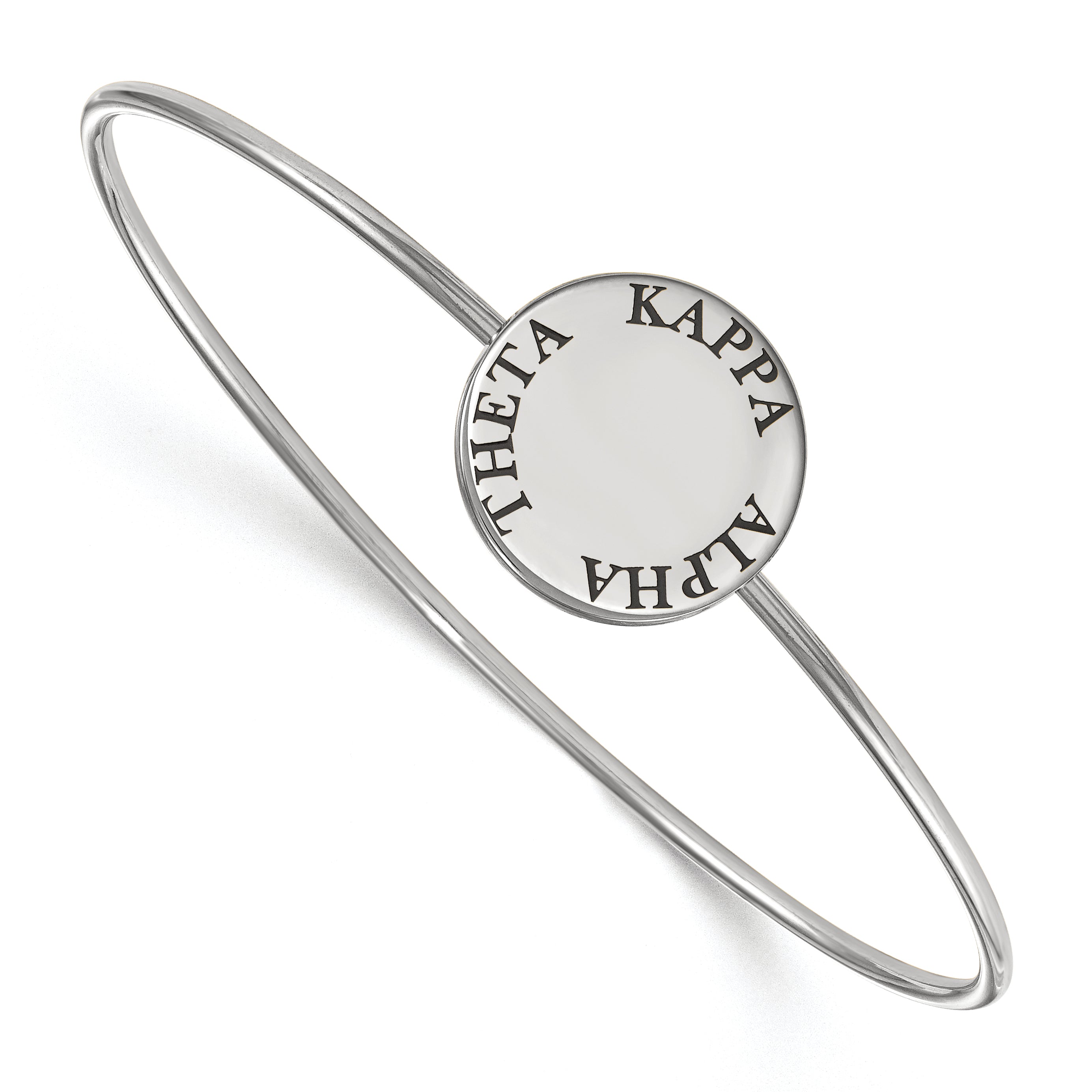 Sterling Silver S. Rh Plated Logoart Kappa Alpha Theta Enameled Slip On Bangle