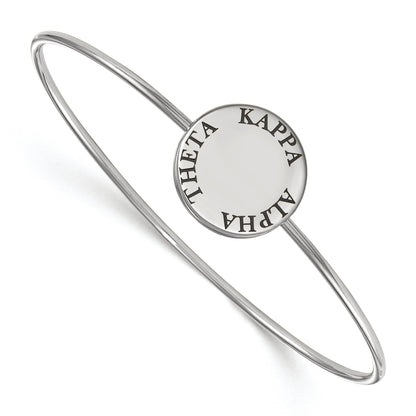 Sterling Silver S. Rh Plated Logoart Kappa Alpha Theta Enameled Slip On Bangle