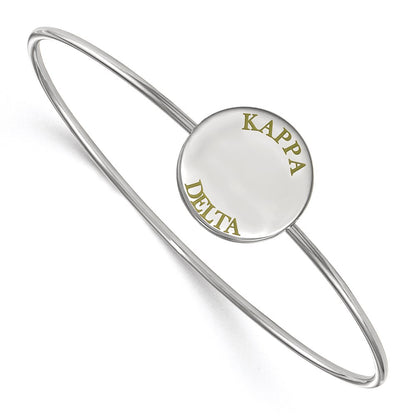 Sterling Silver Rh Plated Logoart Kappa Delta Enameled Slip On Bangle