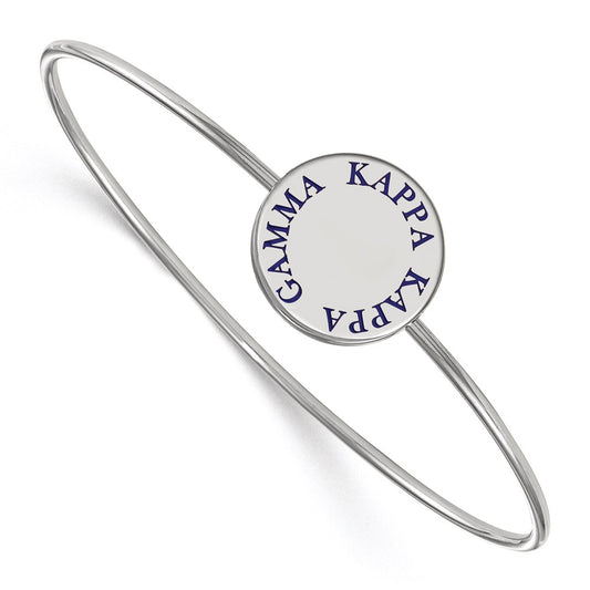 Sterling Silver S. Rh Plated Logoart Kappa Gamma Enameled Slip On Bangle