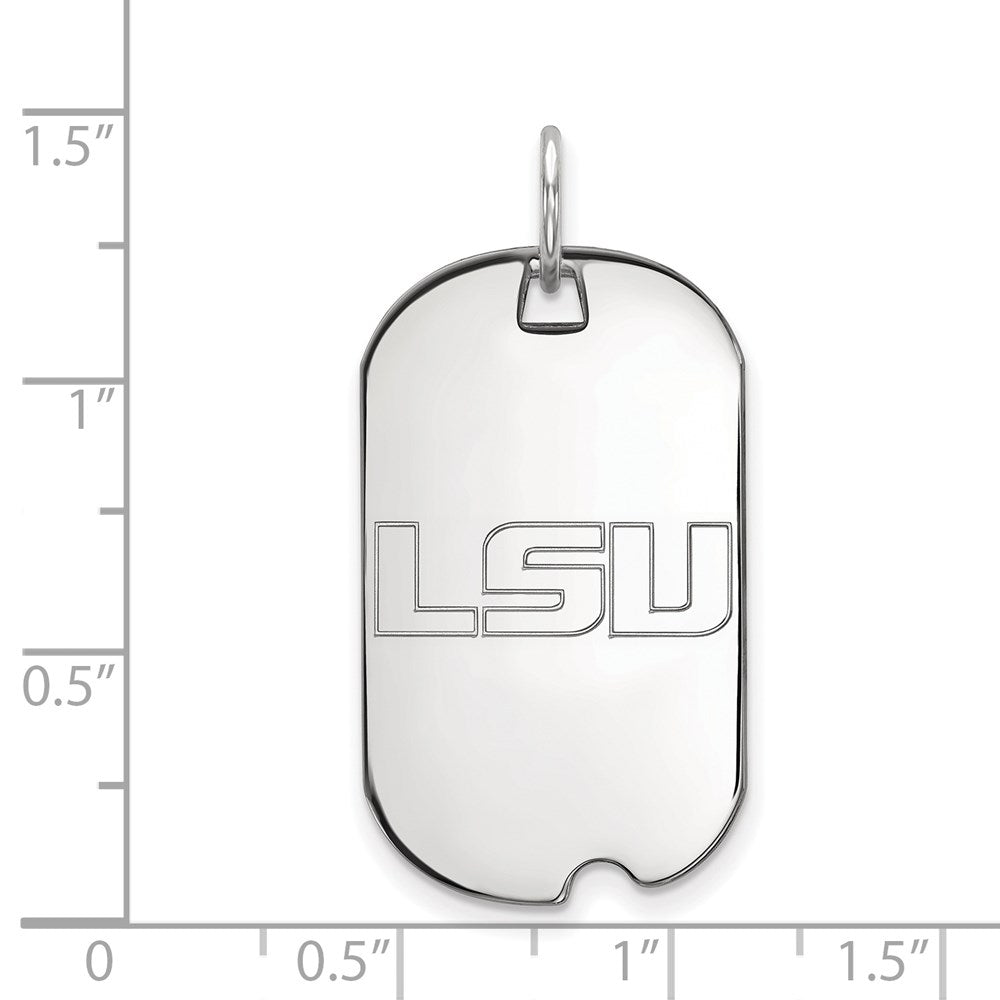 14K White Gold Logoart Louisiana State University L S U Small Dog Tag Pendant