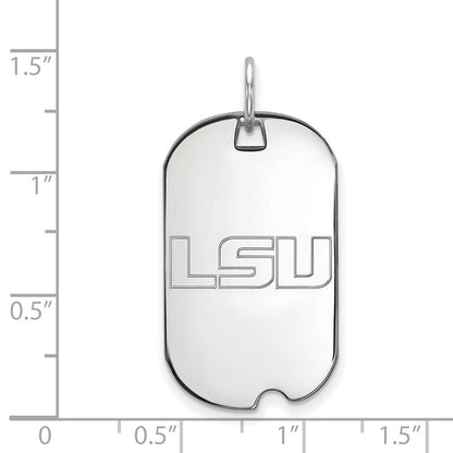 14K White Gold Logoart Louisiana State University L S U Small Dog Tag Pendant