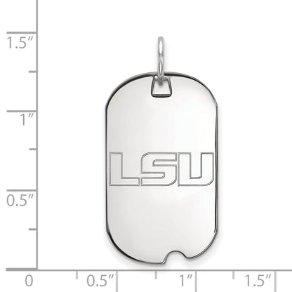 Sterling Silver Rhodium Plated Logoart Louisiana State University L S U Small Dog Tag Pendant