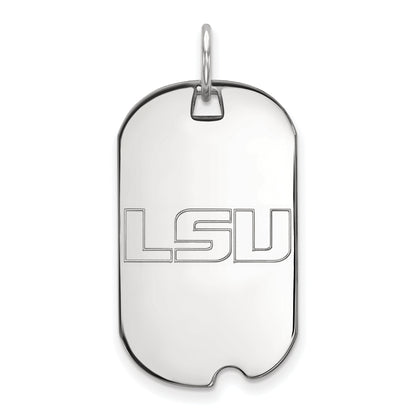 Sterling Silver Rhodium Plated Logoart Louisiana State University L S U Small Dog Tag Pendant