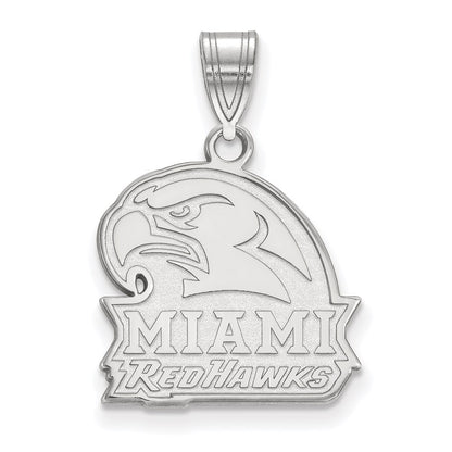 10K White Gold Logoart Miami University Ohio Redhawks Medium Pendant