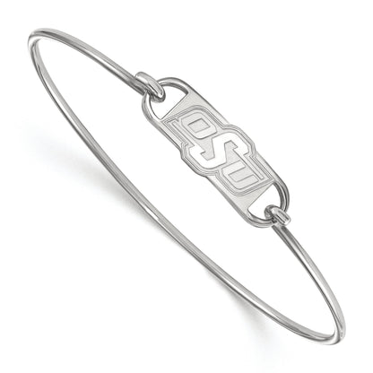 Sterling Silver Rhodium Plated Logoart Oklahoma State University O S U Small Center 7 Inch Wire Bangle