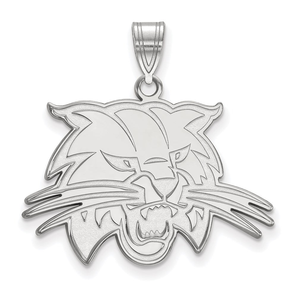 Sterling Silver Rhodium Plated Logoart Ohio University Bobcat Large Pendant