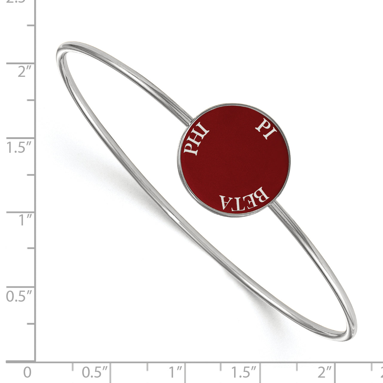 Sterling Silver Rh Plated Logoart Pi Beta Phi Enameled Slip On Bangle