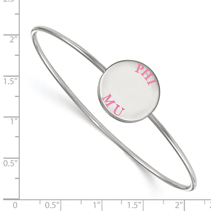 Sterling Silver Rh Plated Logoart Phi Mu Enameled Slip On Bangle