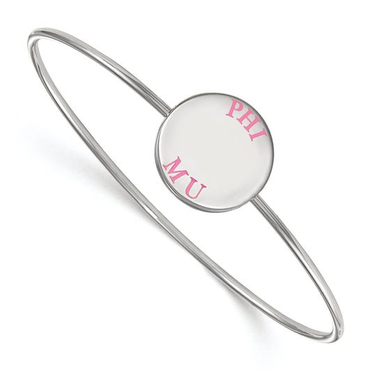 Sterling Silver Rh Plated Logoart Phi Mu Enameled Slip On Bangle