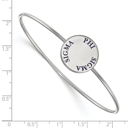 Sterling Silver Rh Plated Logoart Phi Sigma Enameled Slip On Bangle