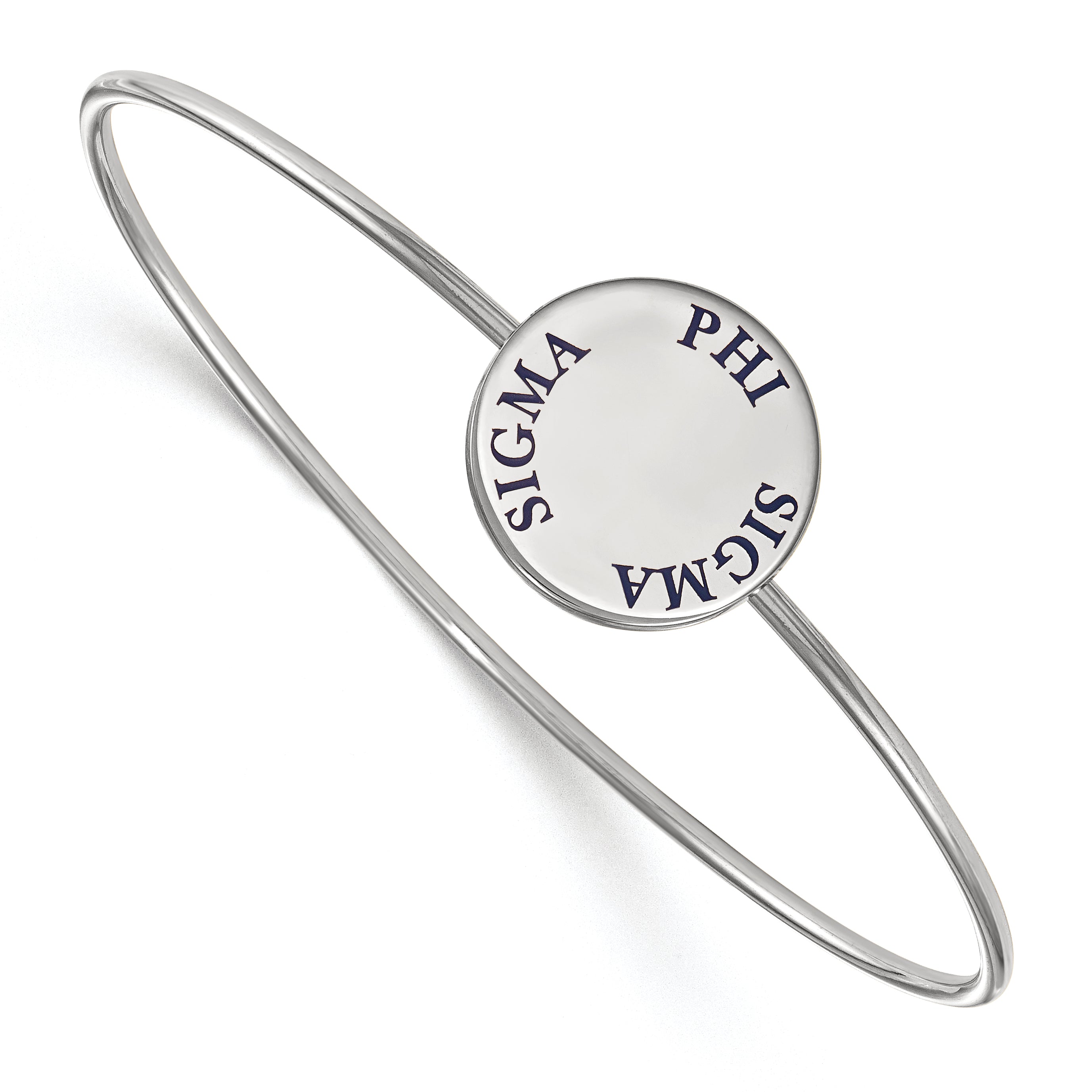 Sterling Silver Rh Plated Logoart Phi Sigma Enameled Slip On Bangle