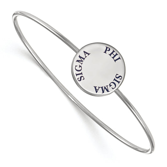 Sterling Silver Rh Plated Logoart Phi Sigma Enameled Slip On Bangle