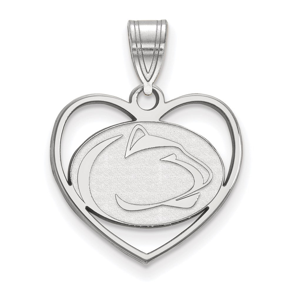 Sterling Silver Rhodium Plated Logoart Penn State University Lion Heart Pendant