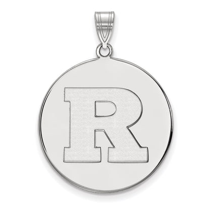 14K White Gold Logoart Rutgers University Letter R Extra Large Disc Pendant