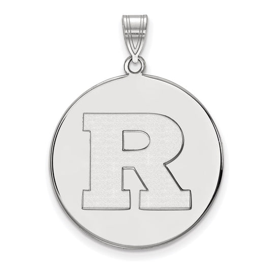 10K White Gold Logoart Rutgers University Letter R Extra Large Disc Pendant
