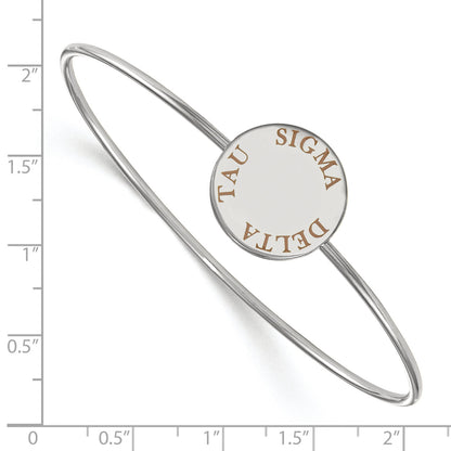 Sterling Silver Rh Plated Logoart Sigma Delta Tau Enameled Slip On Bangle