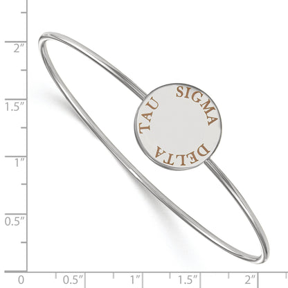 Sterling Silver Rh Plated Logoart Sigma Delta Tau Enameled Slip On Bangle