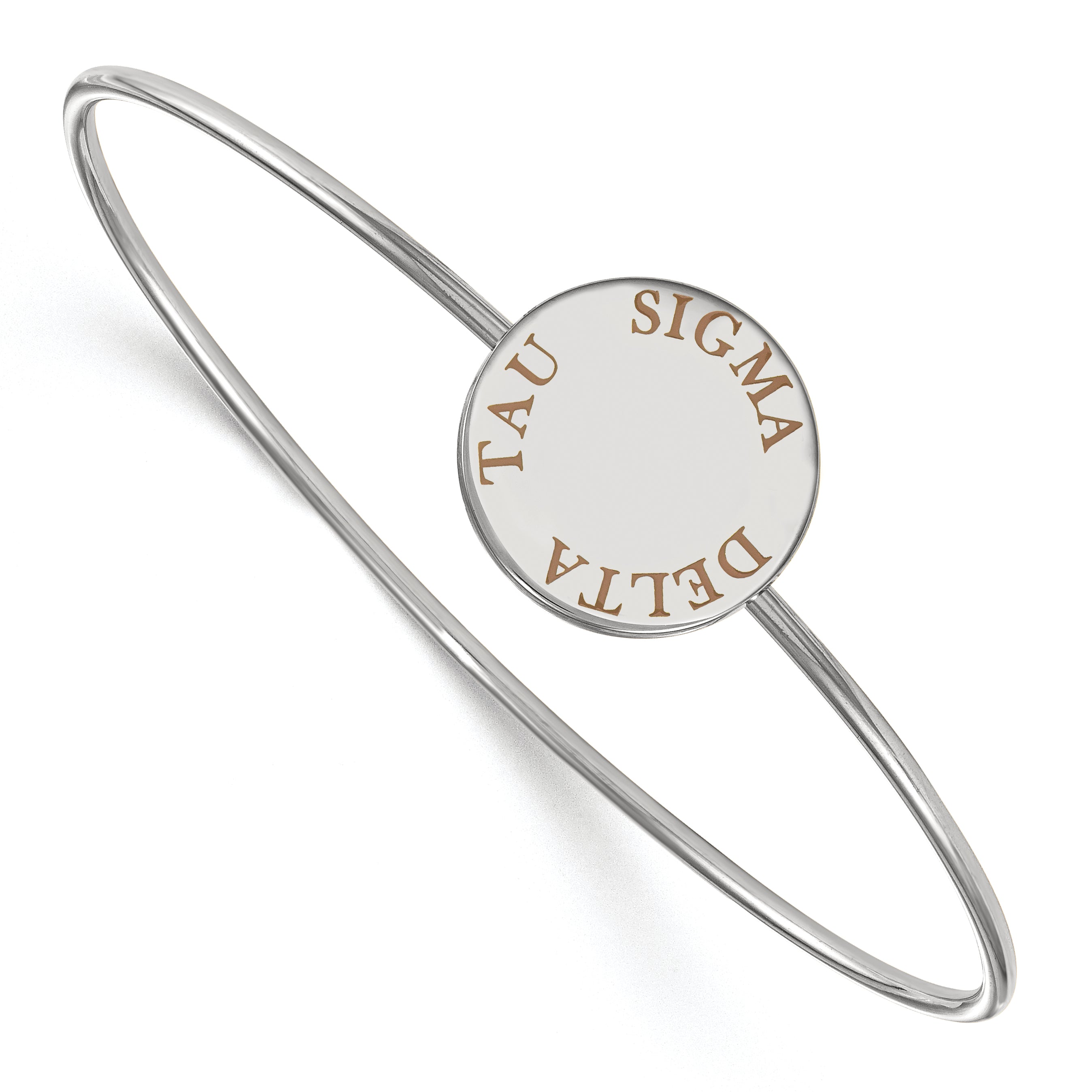 Sterling Silver Rh Plated Logoart Sigma Delta Tau Enameled Slip On Bangle
