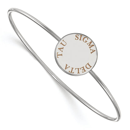 Sterling Silver Rh Plated Logoart Sigma Delta Tau Enameled Slip On Bangle