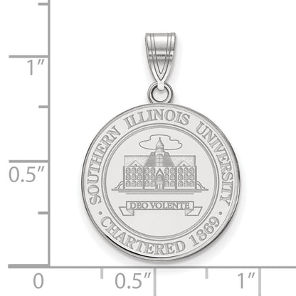 Sterling Silver Rhodium Plated Logoart Southern Illinois University Large Crest Pendant