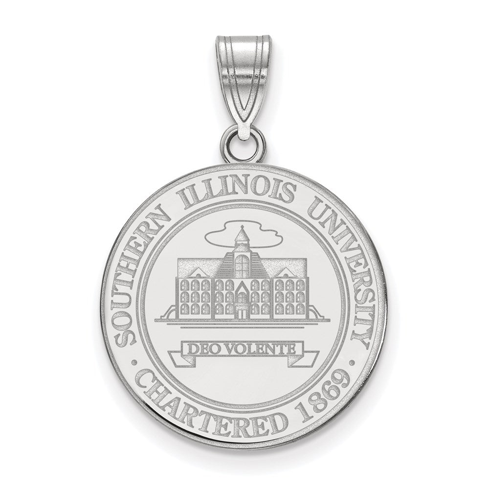 Sterling Silver Rhodium Plated Logoart Southern Illinois University Large Crest Pendant