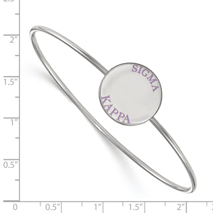 Sterling Silver Rh Plated Logoart Sigma Kappa Enameled Slip On Bangle