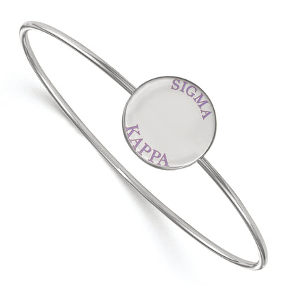 Sterling Silver Rh Plated Logoart Sigma Kappa Enameled Slip On Bangle