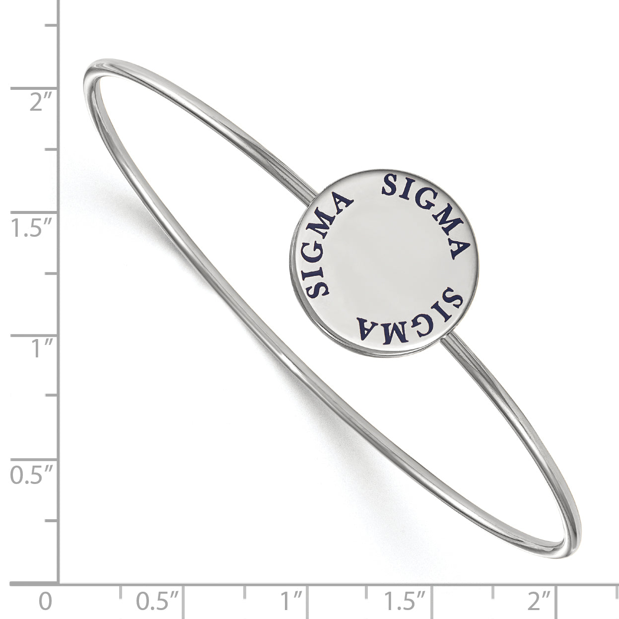 Sterling Silver S. Rh Plated Logoart Sigma Enameled Slip On Bangle