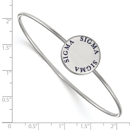 Sterling Silver S. Rh Plated Logoart Sigma Enameled Slip On Bangle